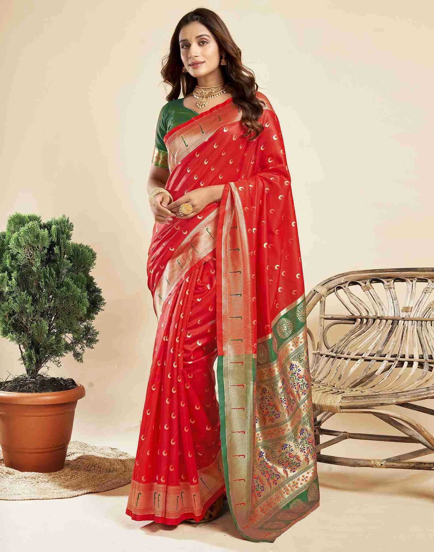 P 206 Silk Woven Work Traditional Wear Saree Collection