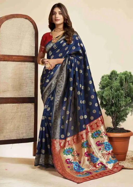 P 207 Silk Woven Work Traditional Wear Saree Collection