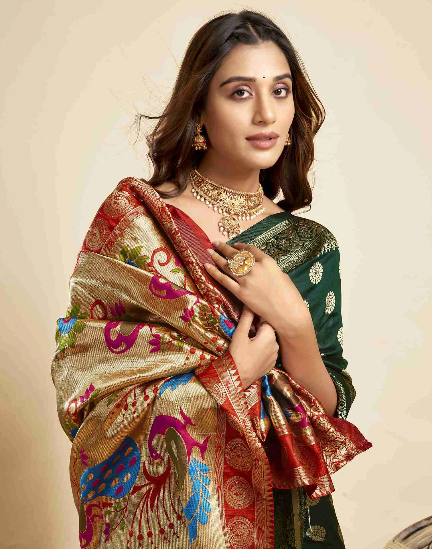 P 207 Silk Woven Work Traditional Wear Saree Collection