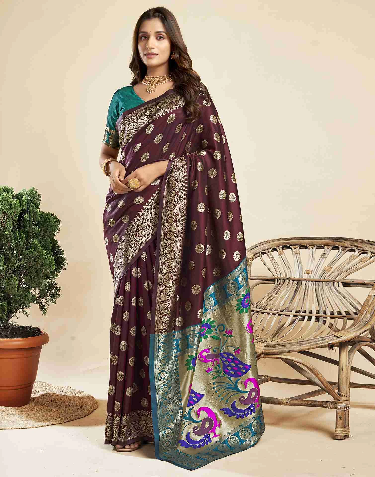 P 207 Silk Woven Work Traditional Wear Saree Collection