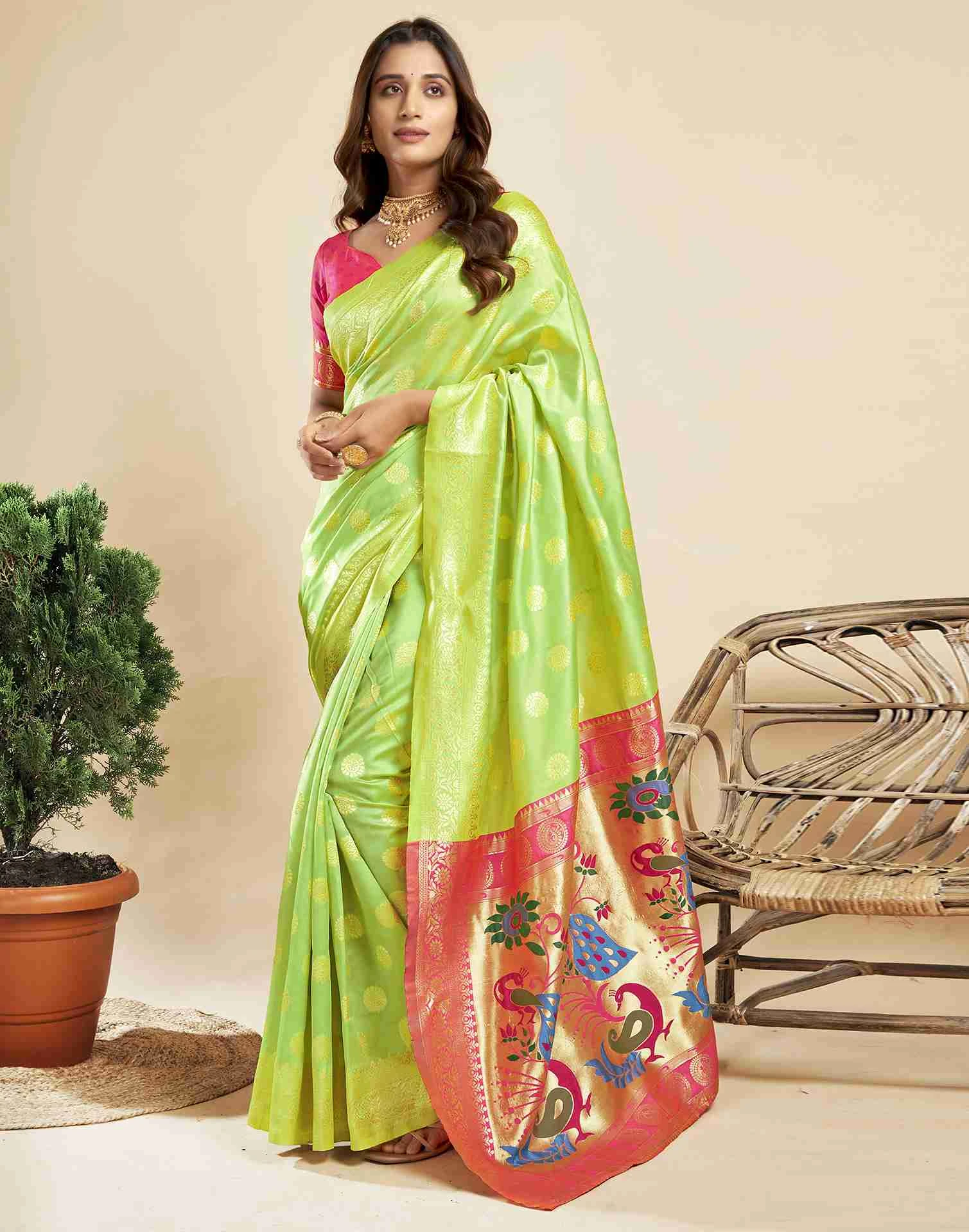 P 207 Silk Woven Work Traditional Wear Saree Collection