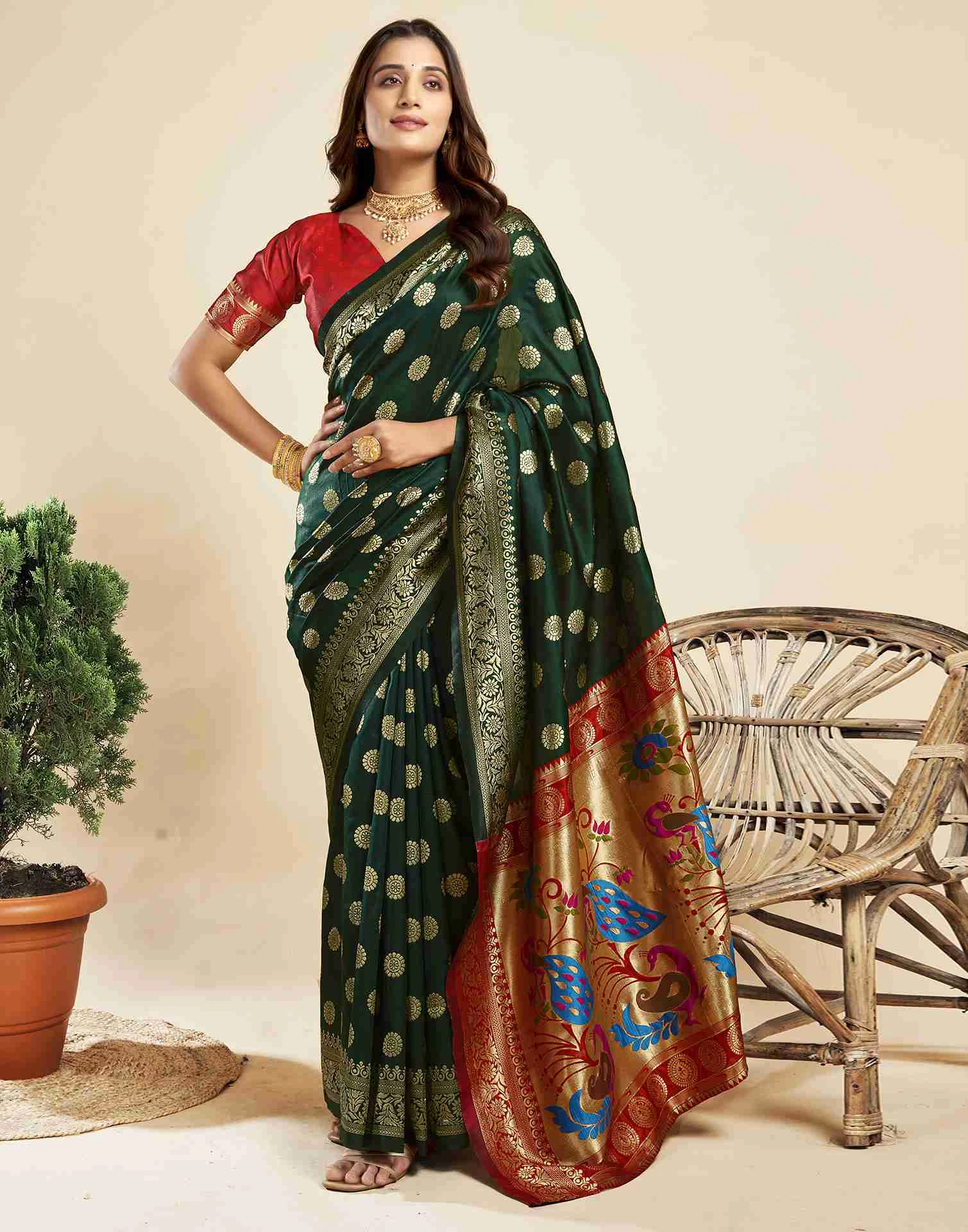 P 207 Silk Woven Work Traditional Wear Saree Collection