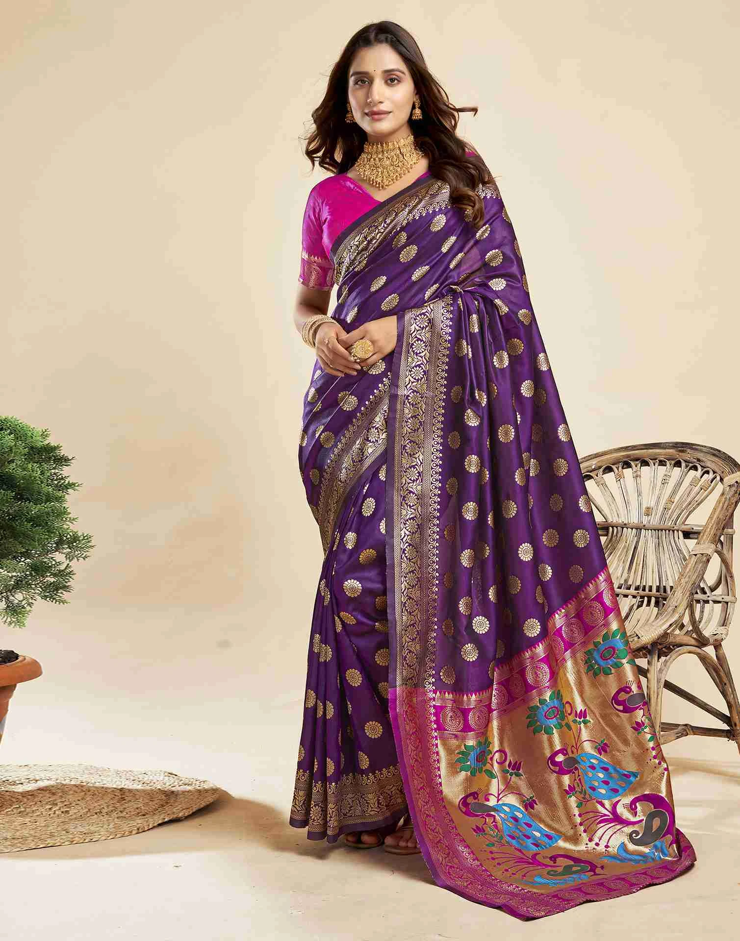 P 207 Silk Woven Work Traditional Wear Saree Collection