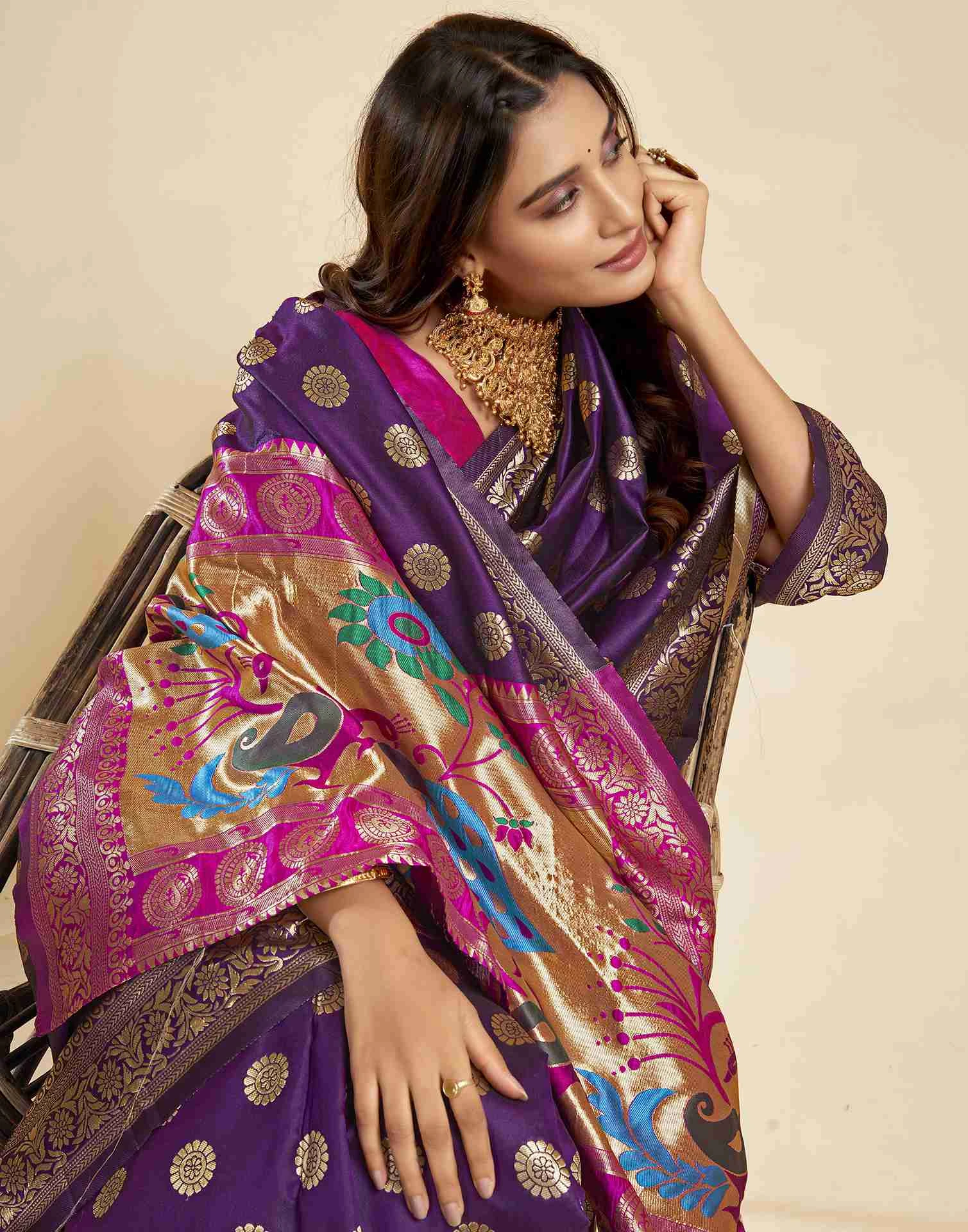 P 207 Silk Woven Work Traditional Wear Saree Collection