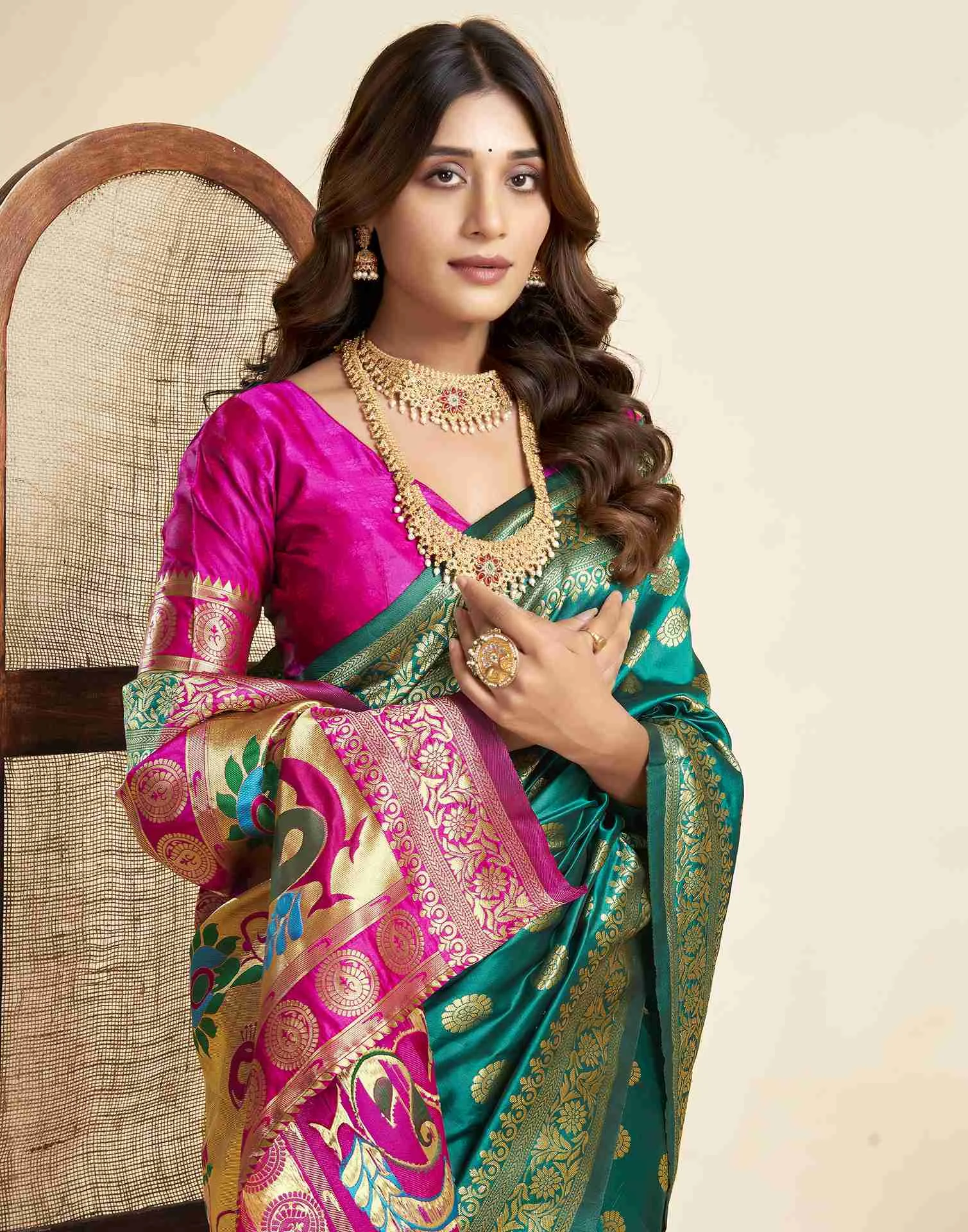 P 207 Silk Woven Work Traditional Wear Saree Collection