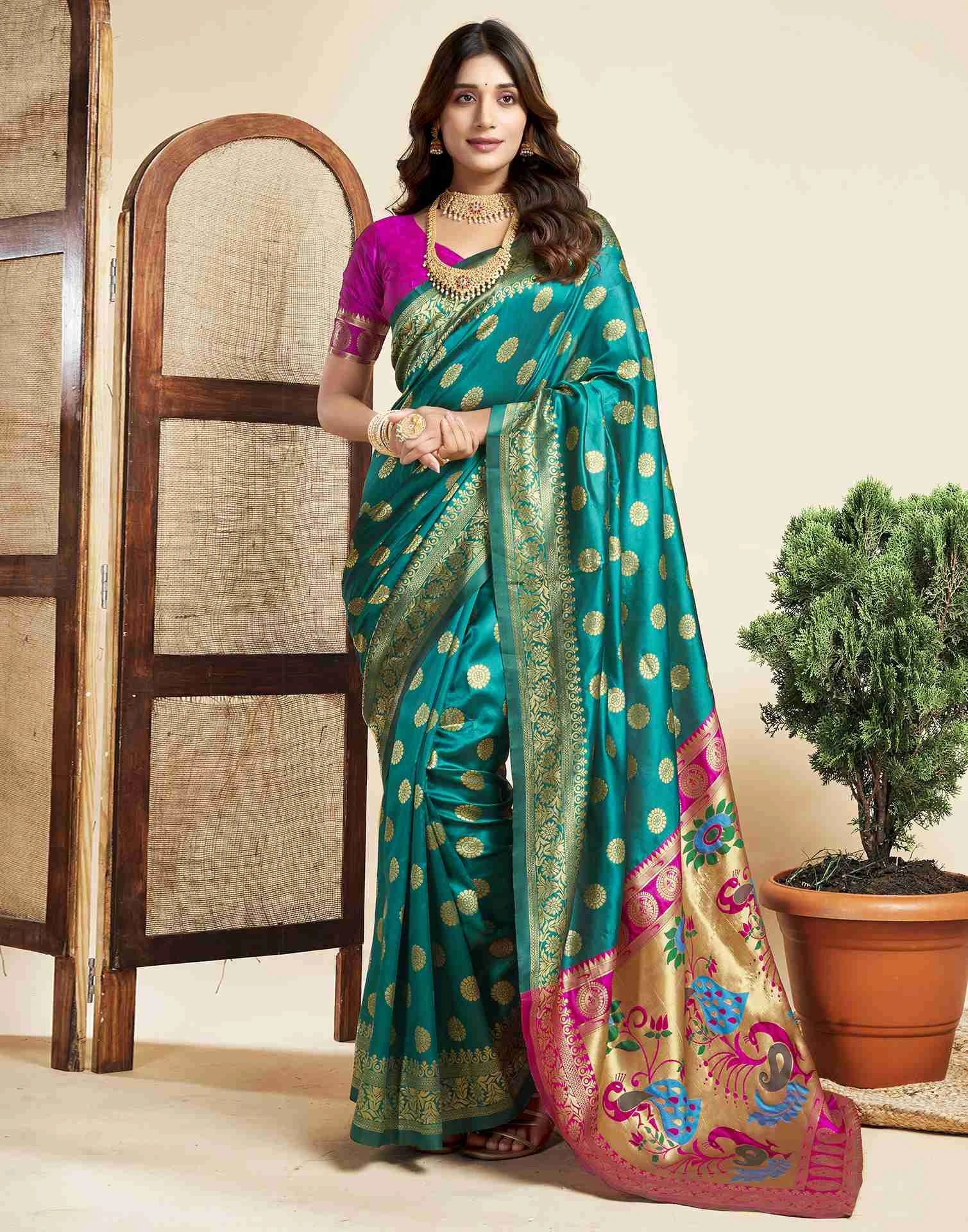 P 207 Silk Woven Work Traditional Wear Saree Collection