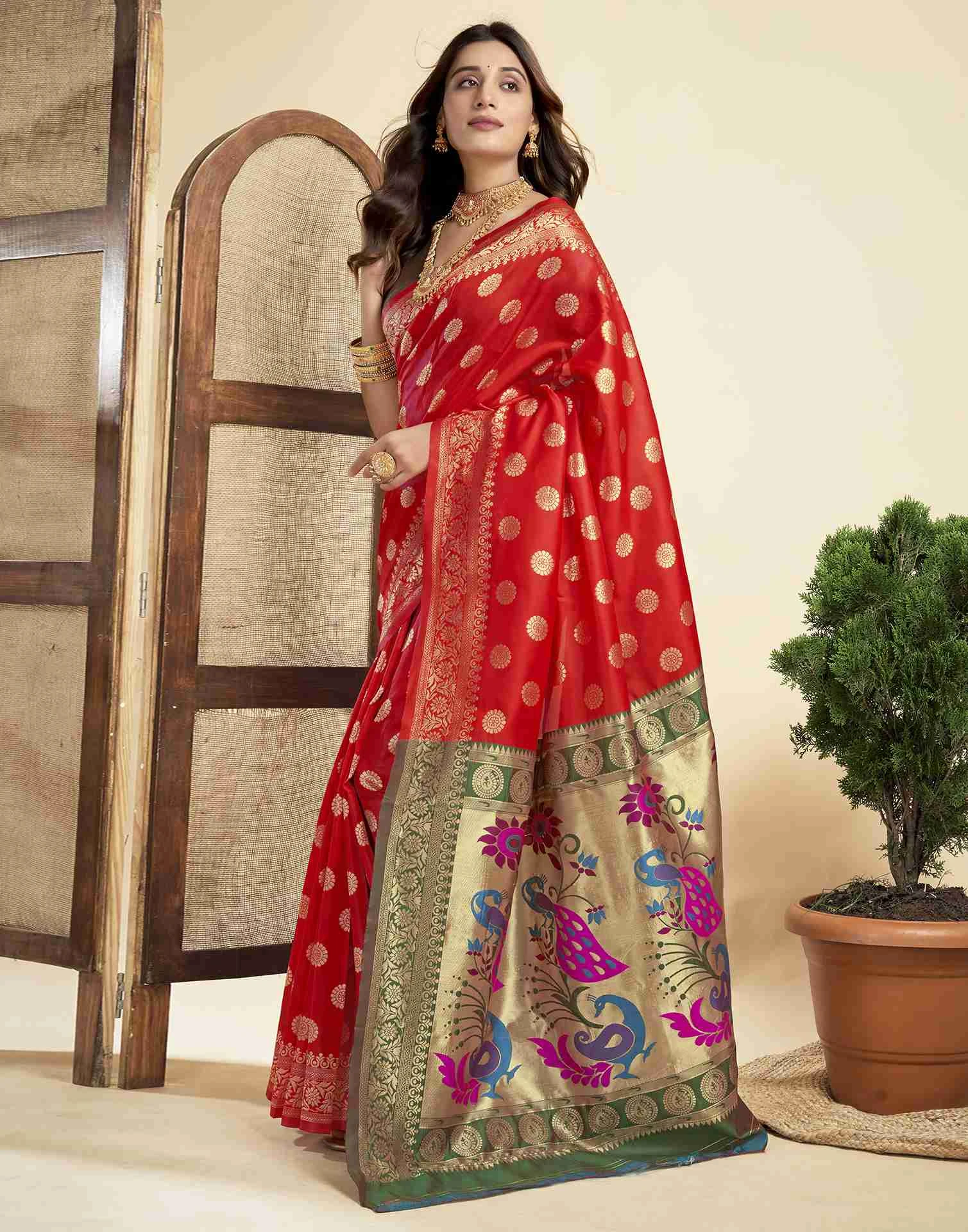 P 207 Silk Woven Work Traditional Wear Saree Collection