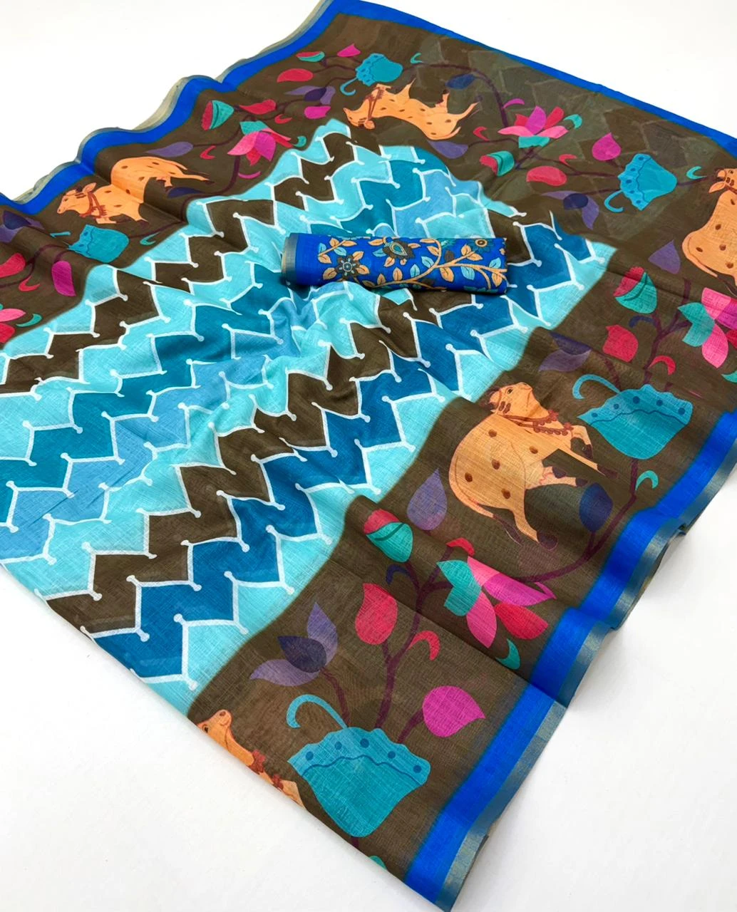 Rajyog Leena 346001 to 346007 Soft Linen Zari Border Fancy Saree Collection