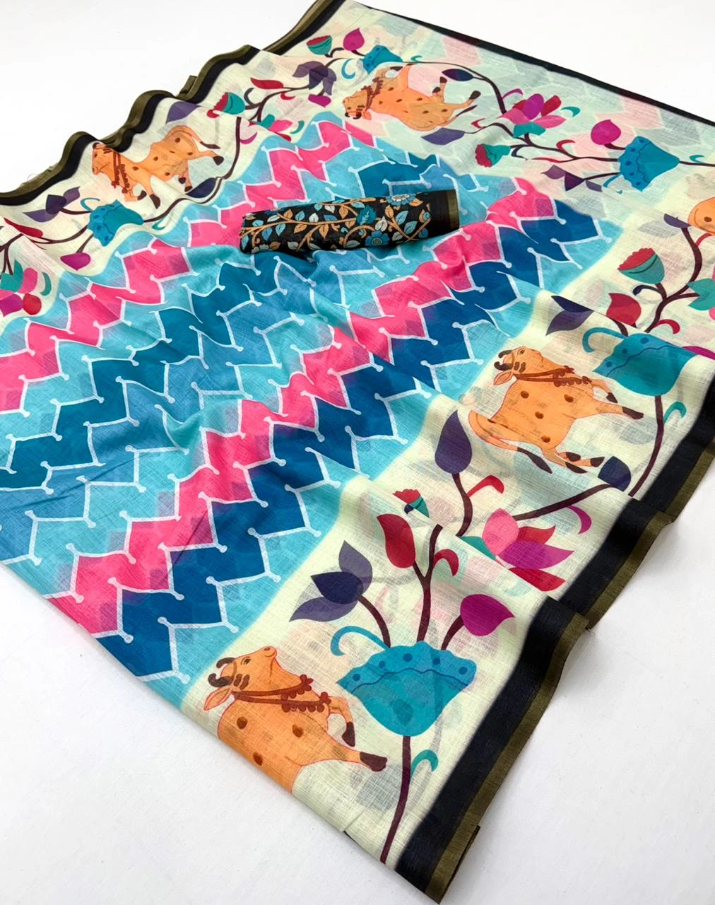 Rajyog Leena 346001 to 346007 Soft Linen Zari Border Fancy Saree Collection