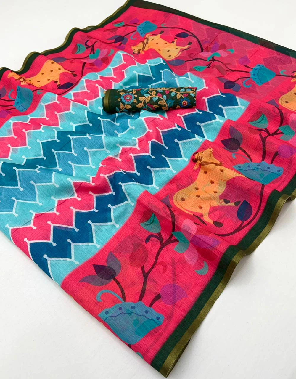 Rajyog Leena 346001 to 346007 Soft Linen Zari Border Fancy Saree Collection