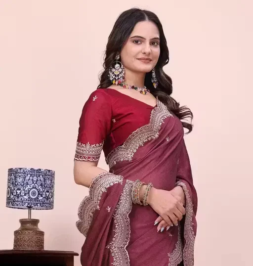 Scalop Dhrruv 1 Rangoli Silk Crush Embroidered Beautiful Saree Collection