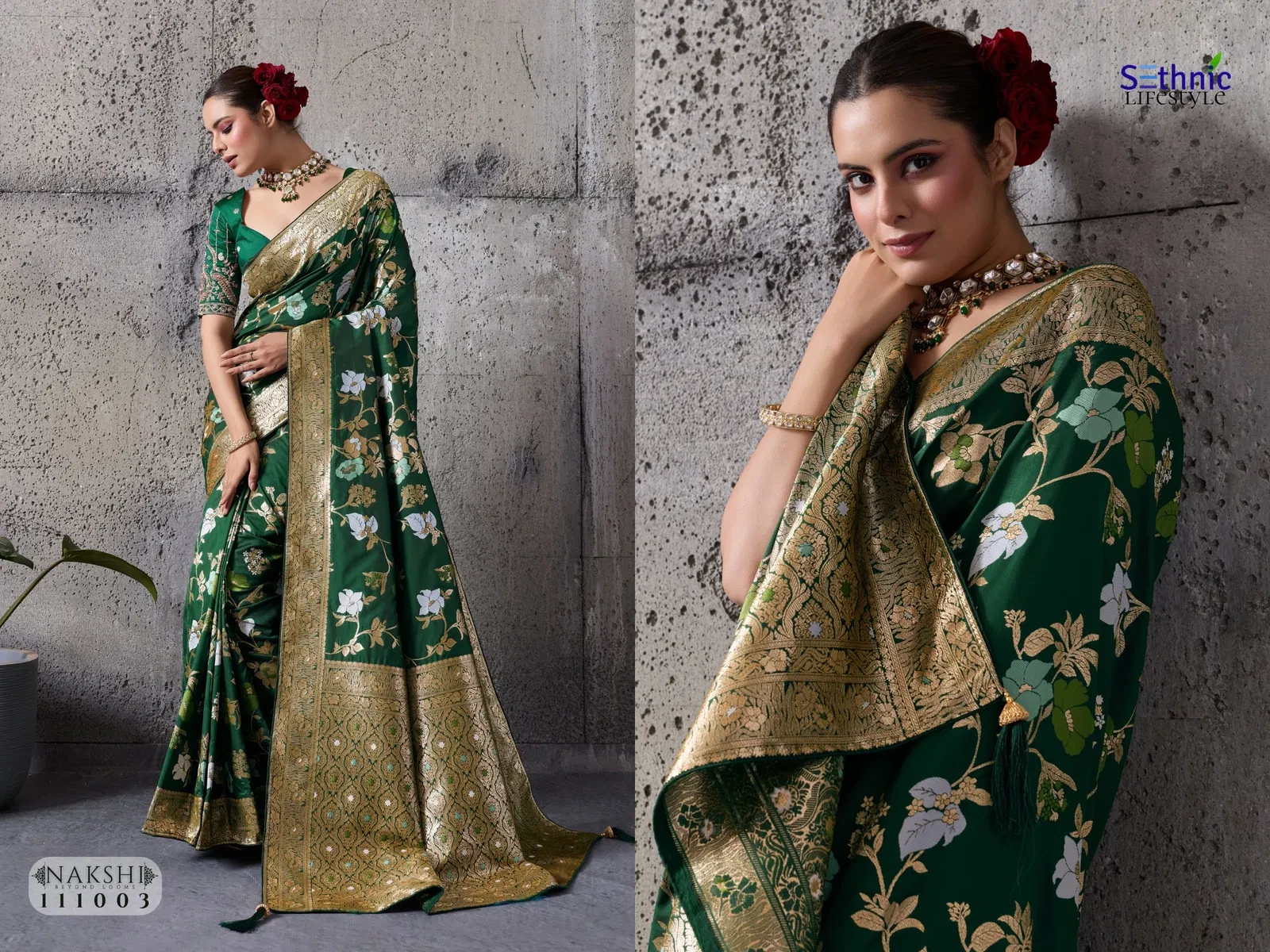 Sethnic Nakshi Banarasi Silk Sequence Work Saree Collection