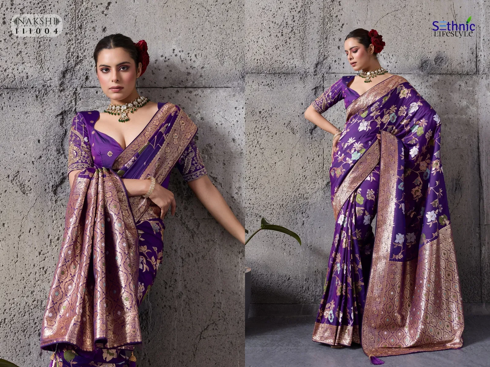 Sethnic Nakshi Banarasi Silk Sequence Work Saree Collection