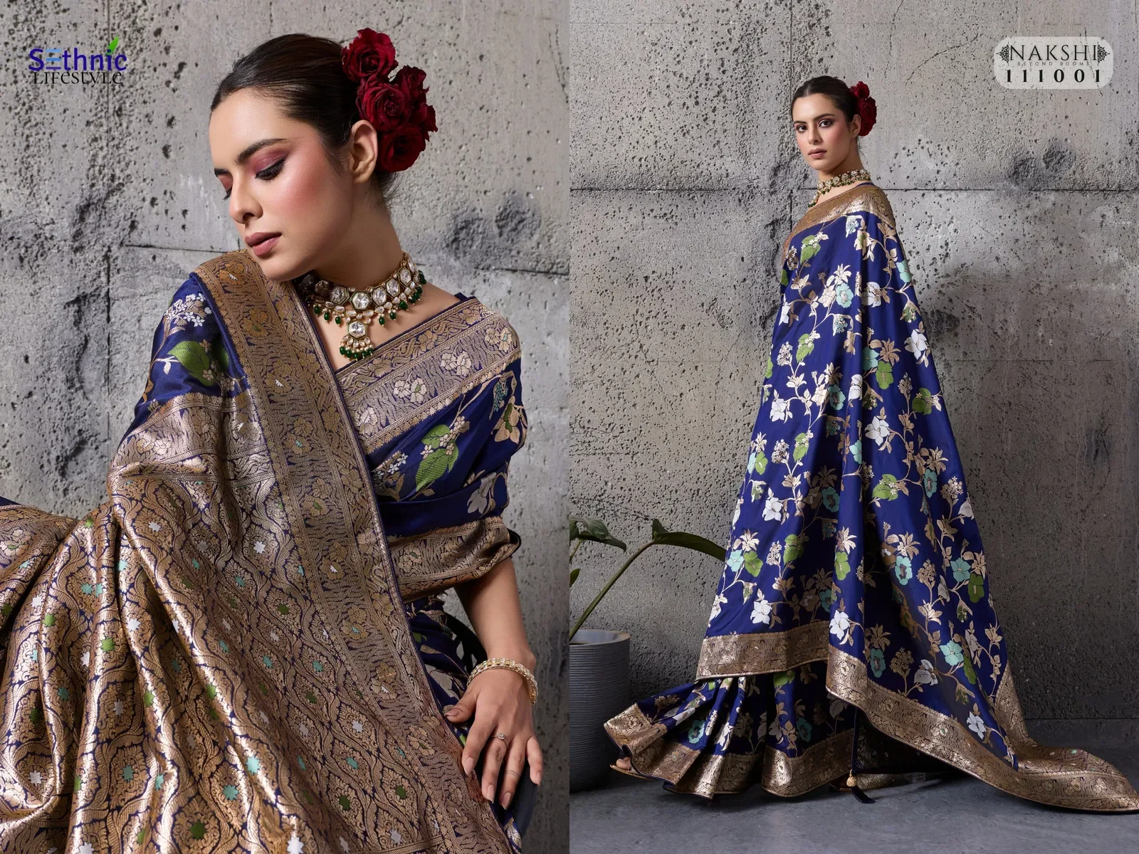 Sethnic Nakshi Banarasi Silk Sequence Work Saree Collection