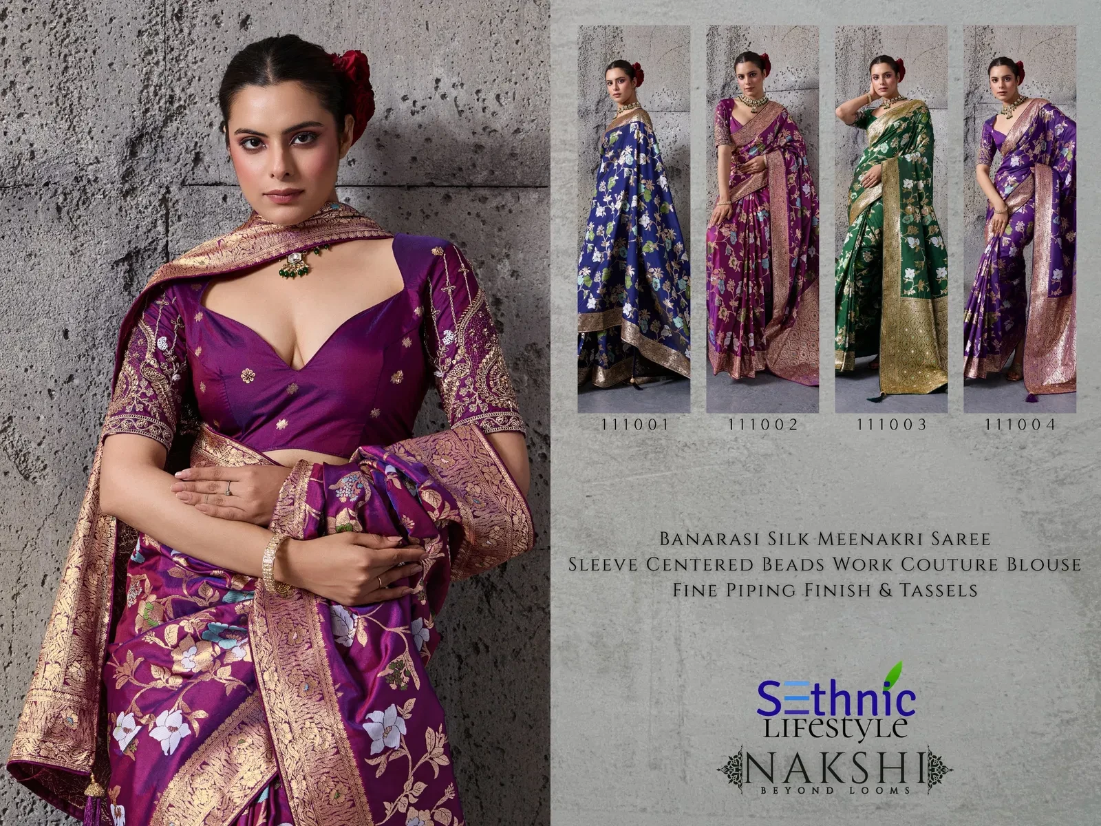 Sethnic Nakshi Banarasi Silk Sequence Work Saree Collection