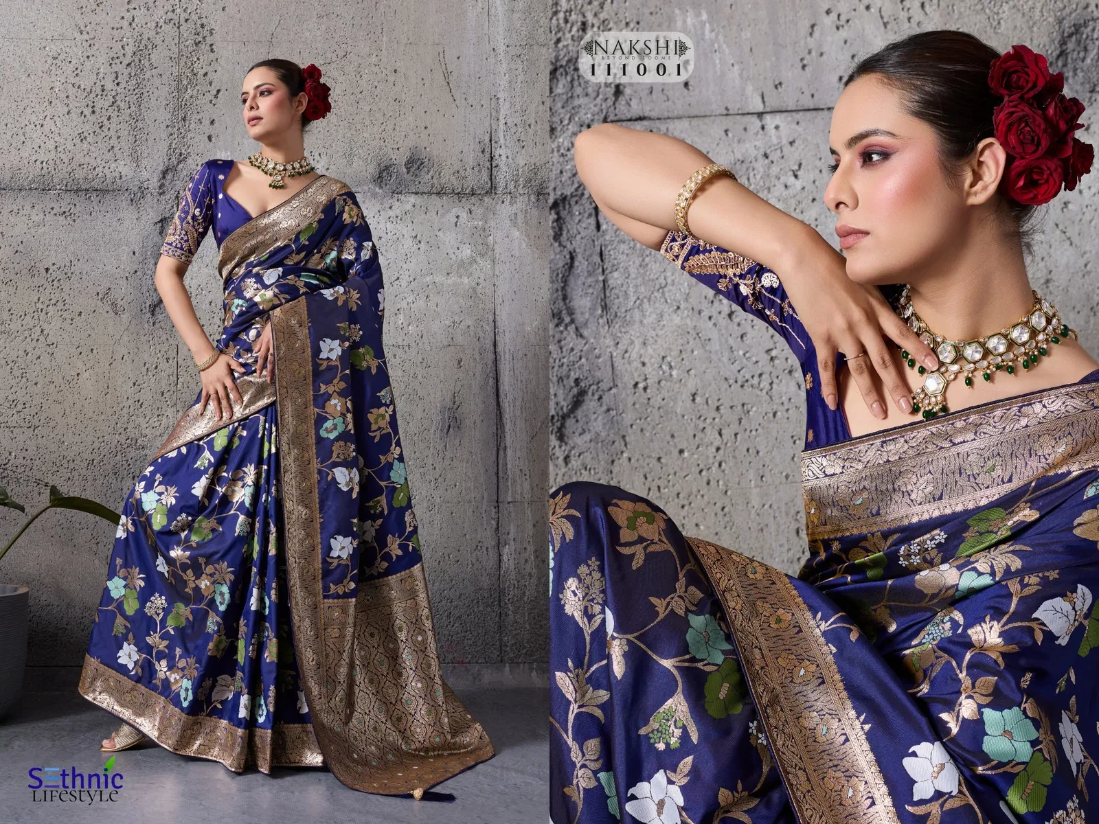 Sethnic Nakshi Banarasi Silk Sequence Work Saree Collection