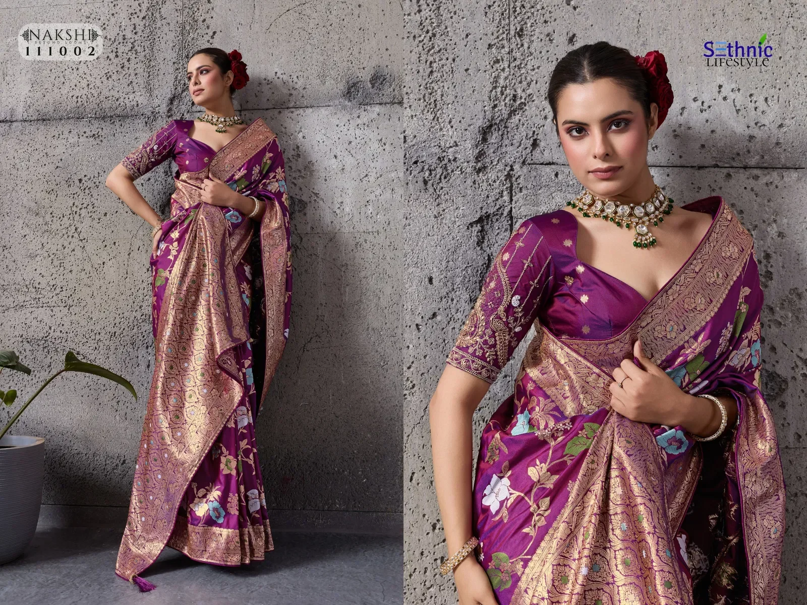 Sethnic Nakshi Banarasi Silk Sequence Work Saree Collection
