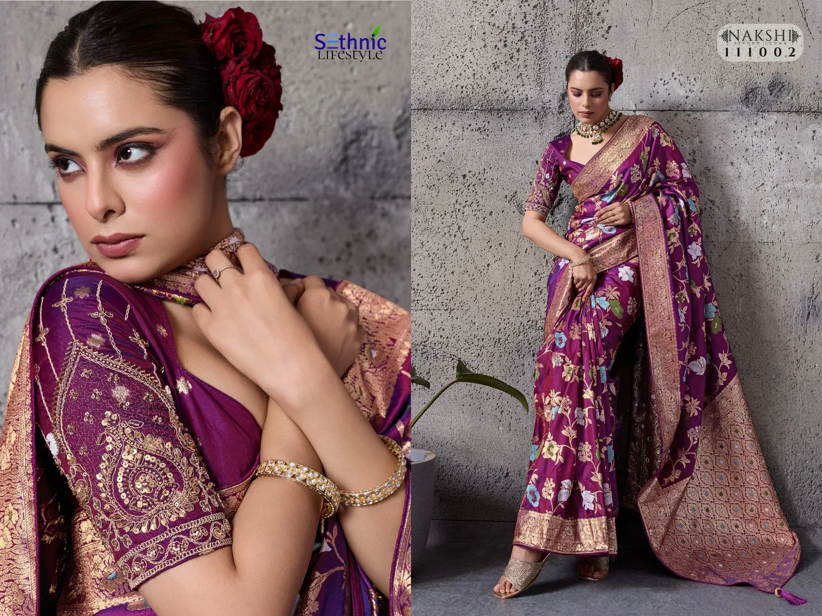 Sethnic Nakshi Banarasi Silk Sequence Work Saree Collection