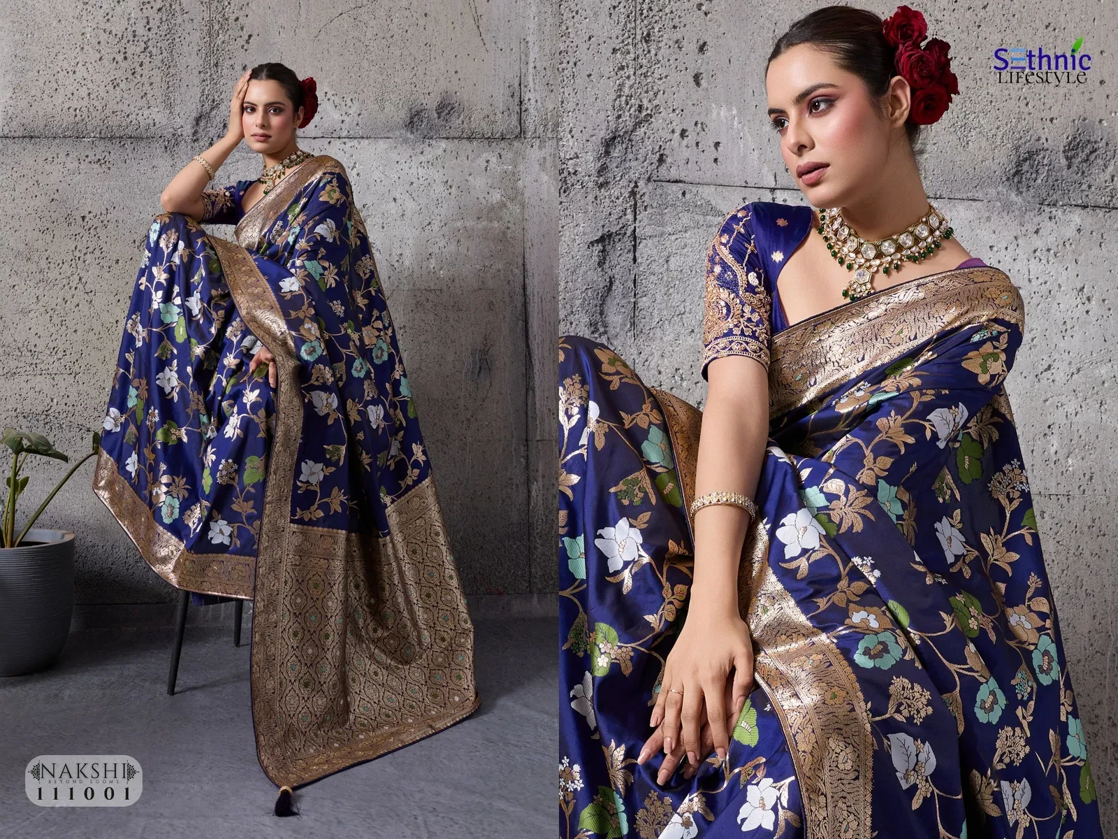 Sethnic Nakshi Banarasi Silk Sequence Work Saree Collection