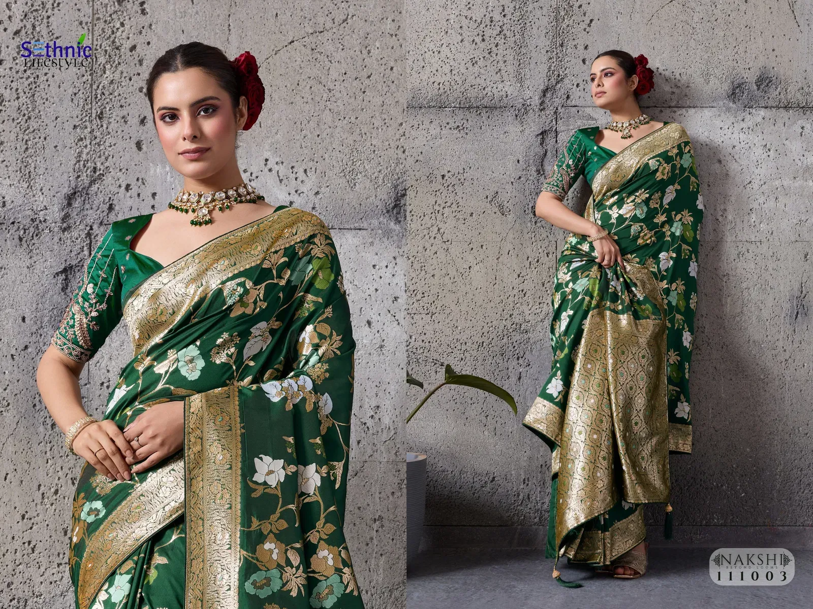 Sethnic Nakshi Banarasi Silk Sequence Work Saree Collection
