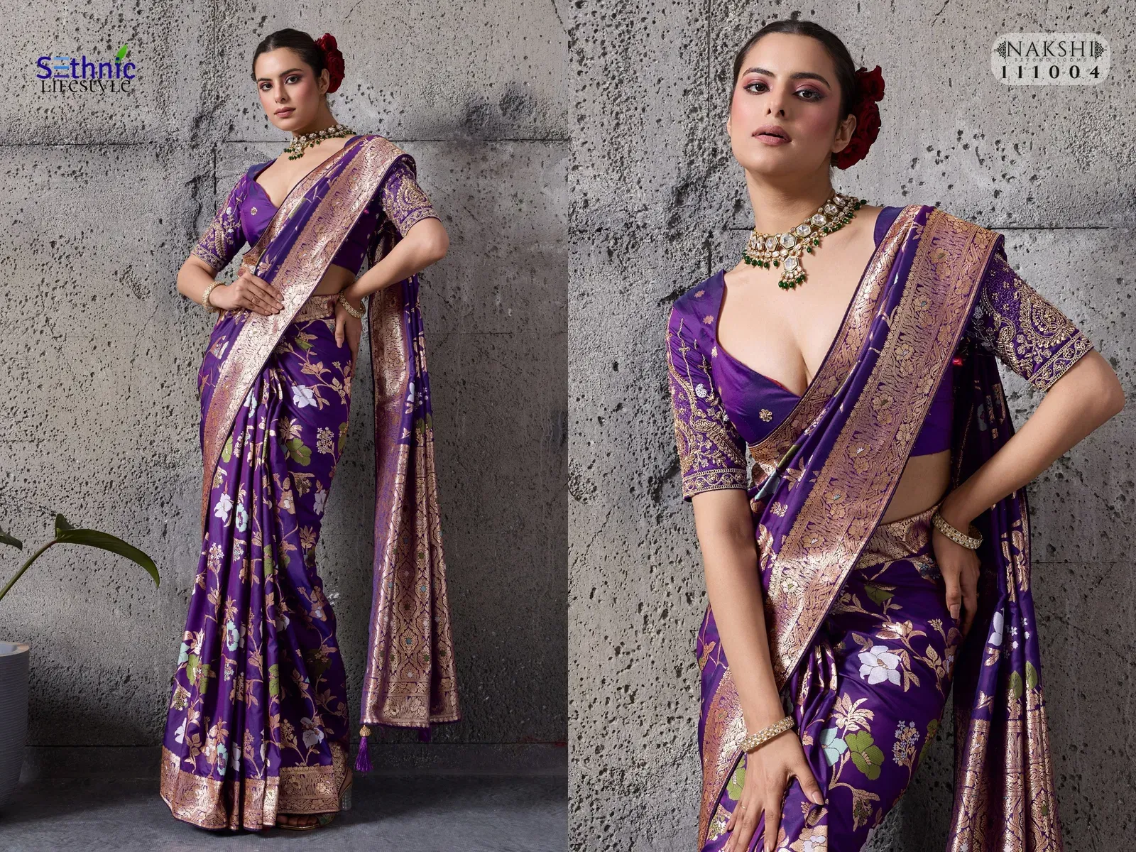 Sethnic Nakshi Banarasi Silk Sequence Work Saree Collection