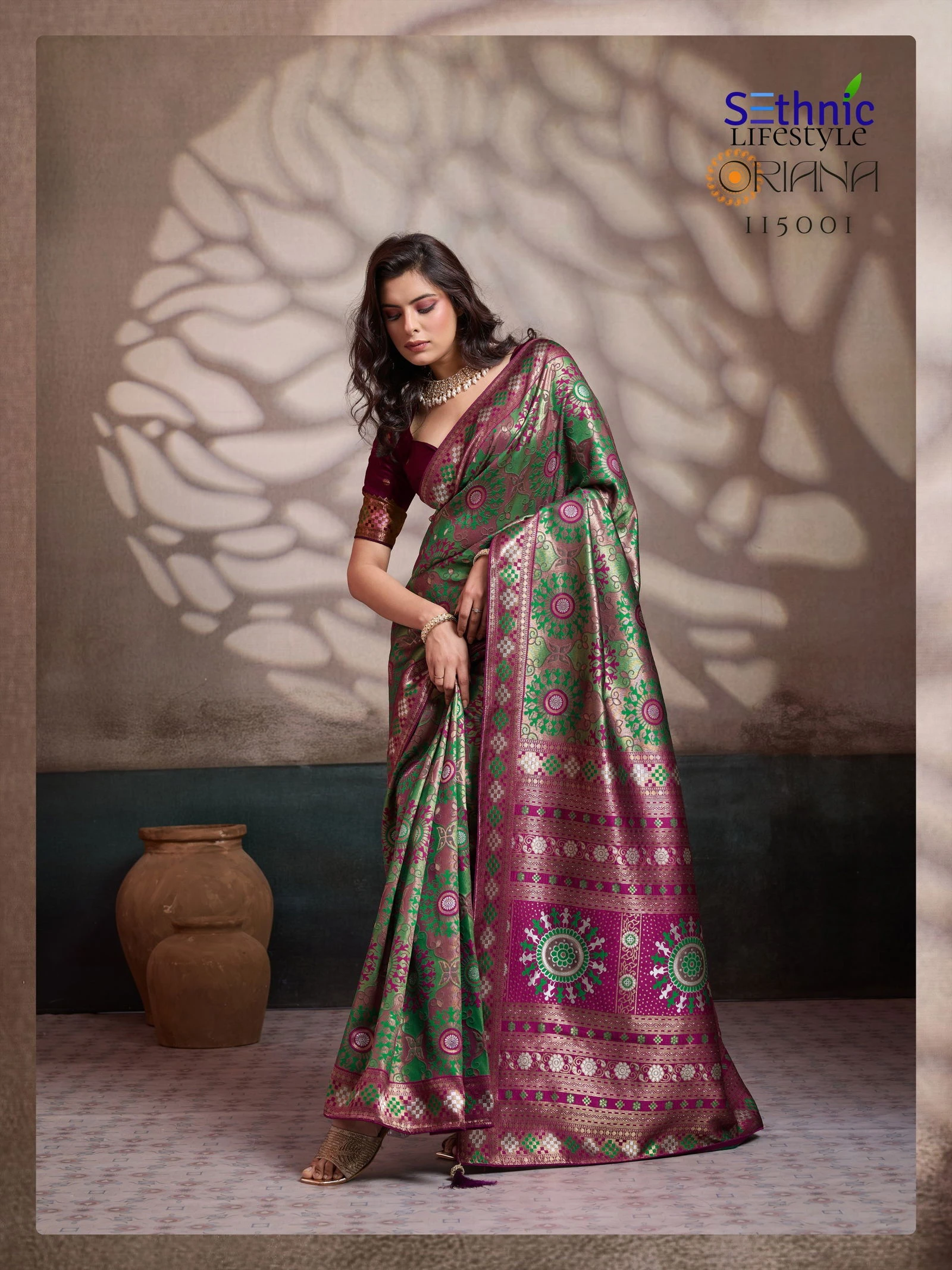 Sethnic Oriana Silk Meenakari Work Traditional Wear Saree Collection