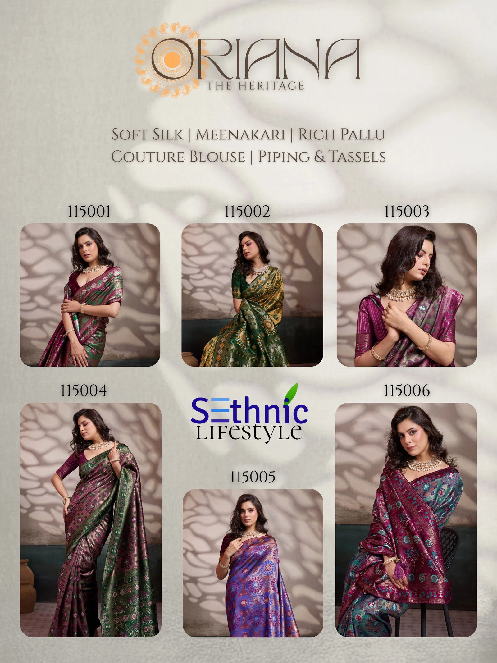 Sethnic Oriana Silk Meenakari Work Traditional Wear Saree Collection