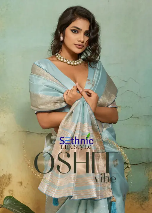 Sethnic Oshee Vibe Tissue Linen Zari Woven Festival Wear Saree Collection