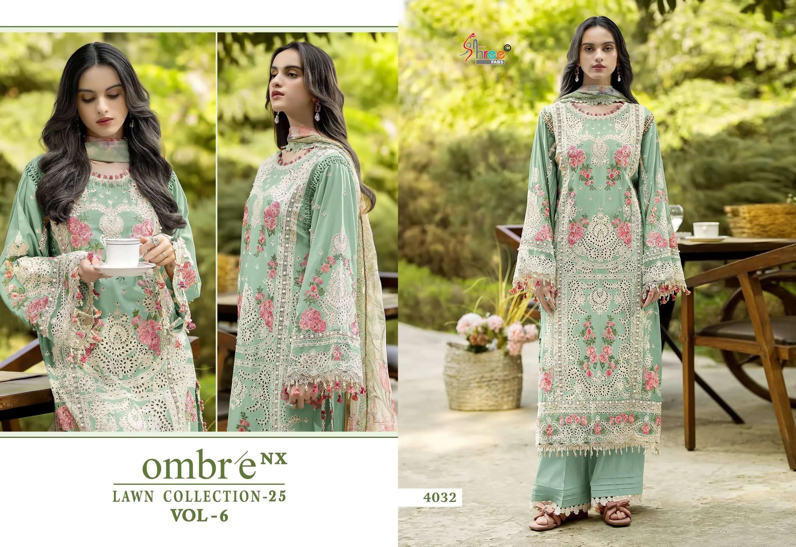 Shree Fab Ombre Lawn Collection 25 Vol 6 Nx