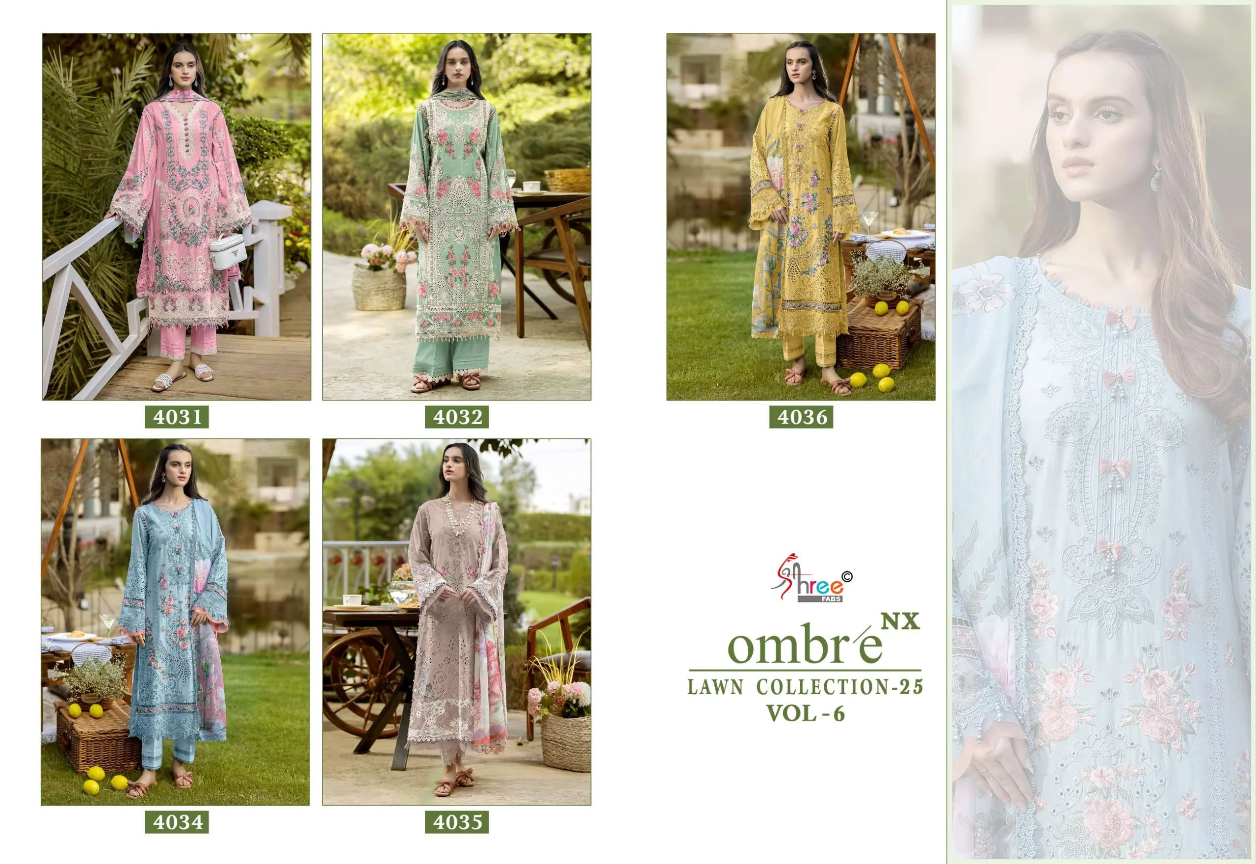 Shree Fab Ombre Lawn Collection 25 Vol 6 Nx