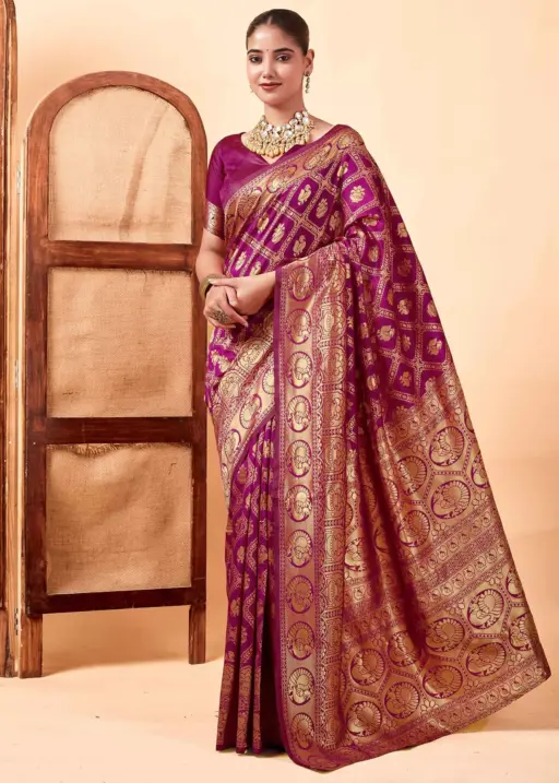 Sm 9017 Gajri Silk Woven Work Saree Collection