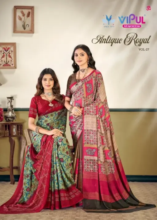 Vipul Antique Royal Vol 27 Silk Printed Traditional Wear Saree Collection