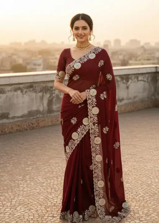 Vt 830 T Vichitra Embroidery Worked Wedding Wear Saree Collection