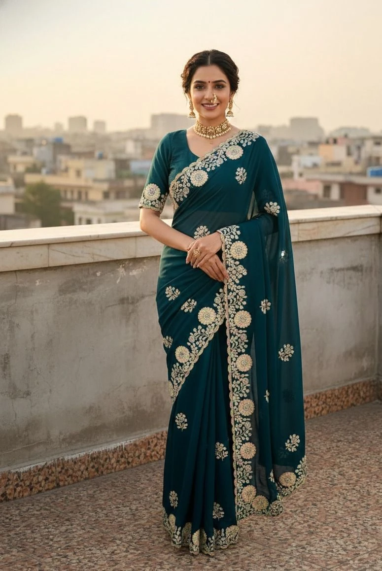 Vt 830 T Vichitra Embroidery Worked Wedding Wear Saree Collection