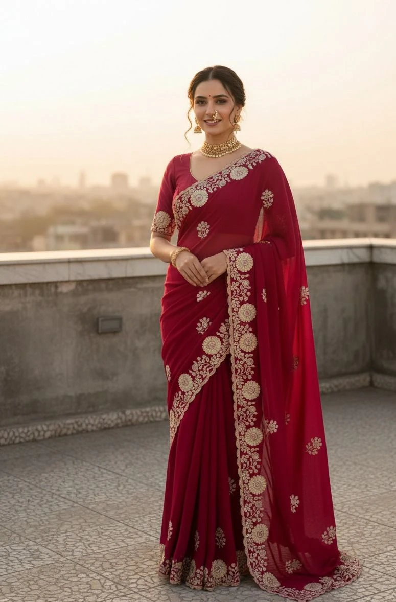 Vt 830 T Vichitra Embroidery Worked Wedding Wear Saree Collection