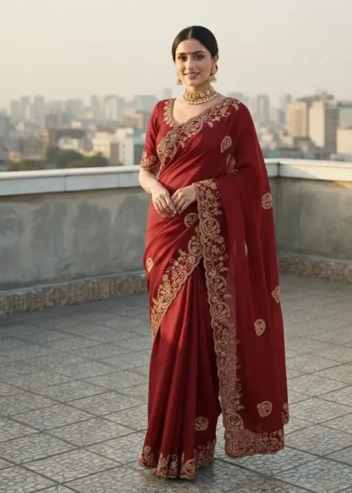Vt 832 T Georgette Silk with Thread Coding Embroidery Worked Saree Collection