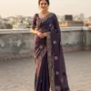 Vt 832 T Georgette Silk with Thread Coding Embroidery Worked Saree Collection