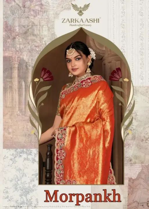 Zarkaashi Morpankh Nylone Tissue Traditional Wear Saree Collection