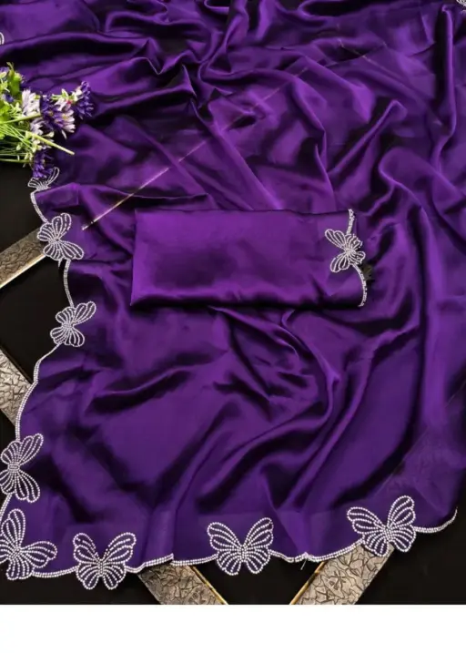 Butterfly Chanderi Silk Embroidered Beautiful Saree Collection