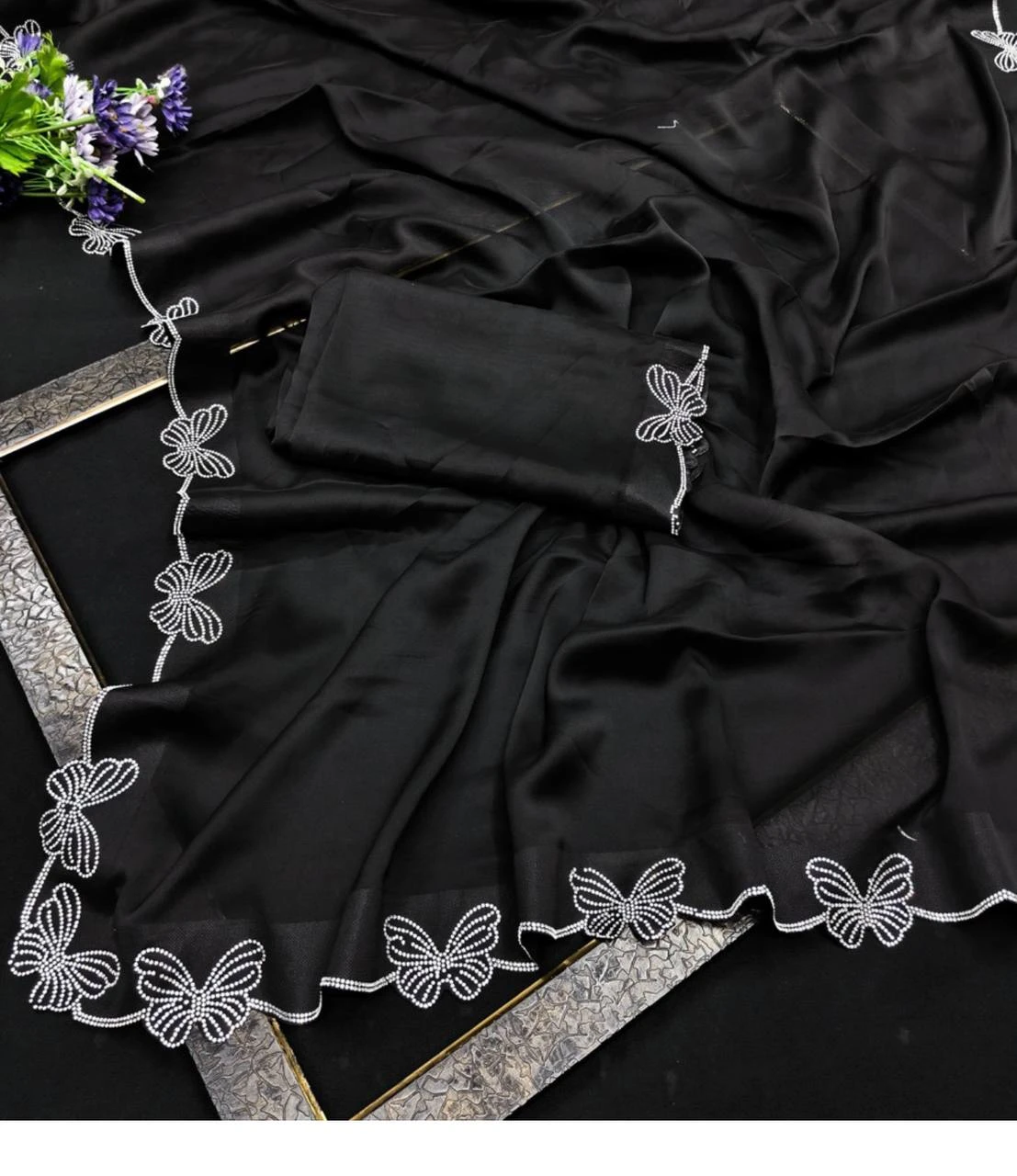 Butterfly Chanderi Silk Embroidered Beautiful Saree Collection