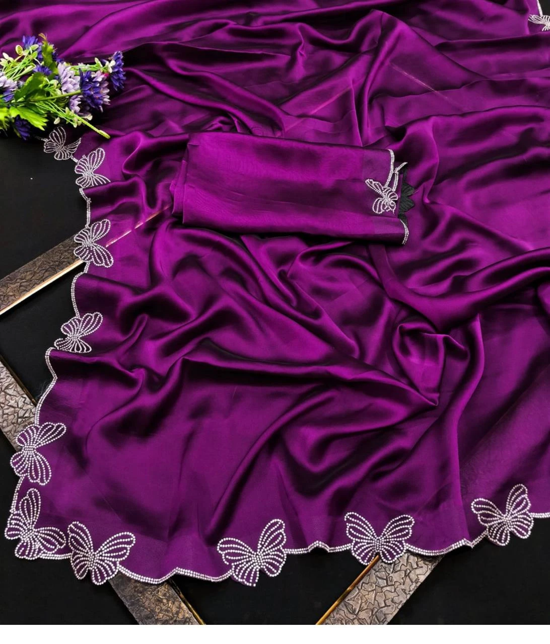 Butterfly Chanderi Silk Embroidered Beautiful Saree Collection