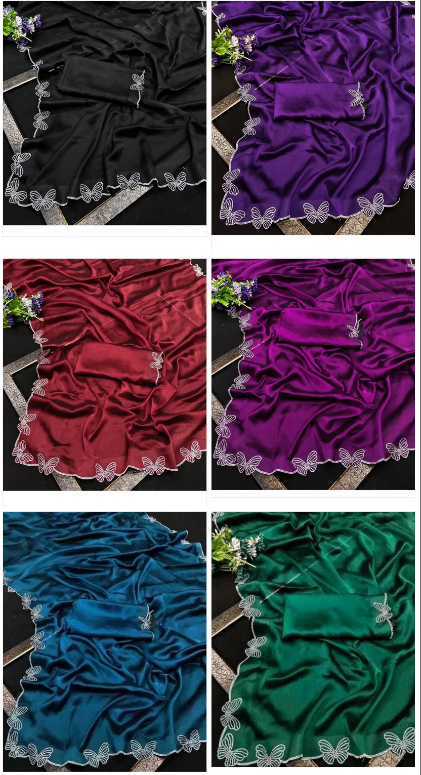 Butterfly Chanderi Silk Embroidered Beautiful Saree Collection