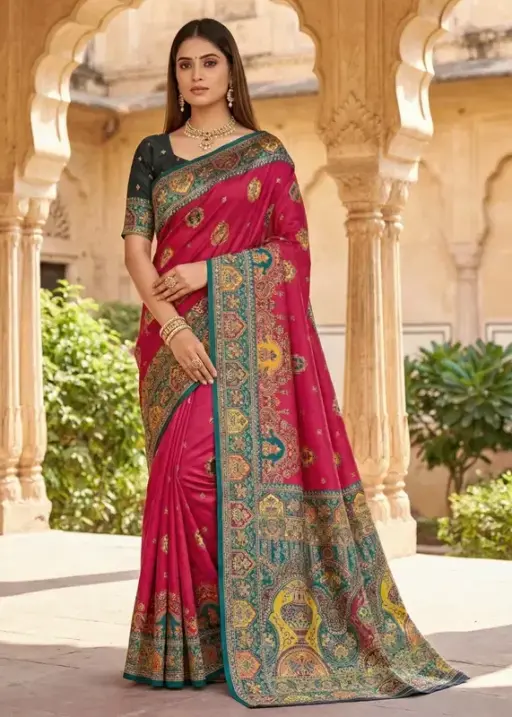 Mb 56 Pashmina Paithani Silk Woven Motifs Saree Collection