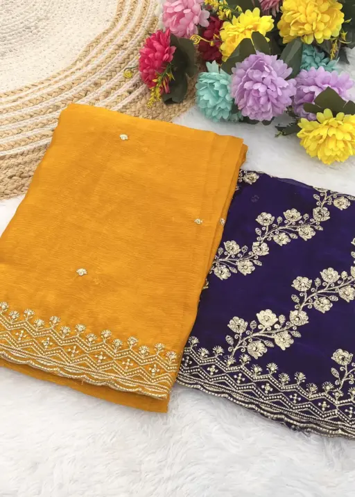 Modal 6341 Chiffon Embroidered Fancy Saree Collection